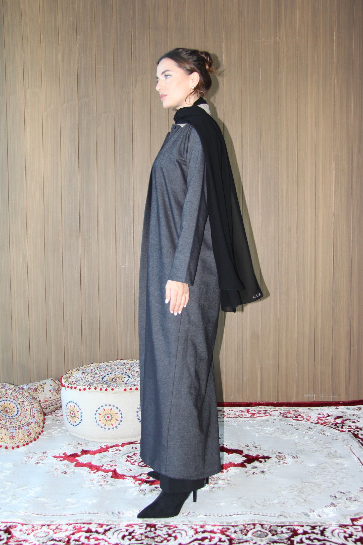 Denim & Suede Abaya