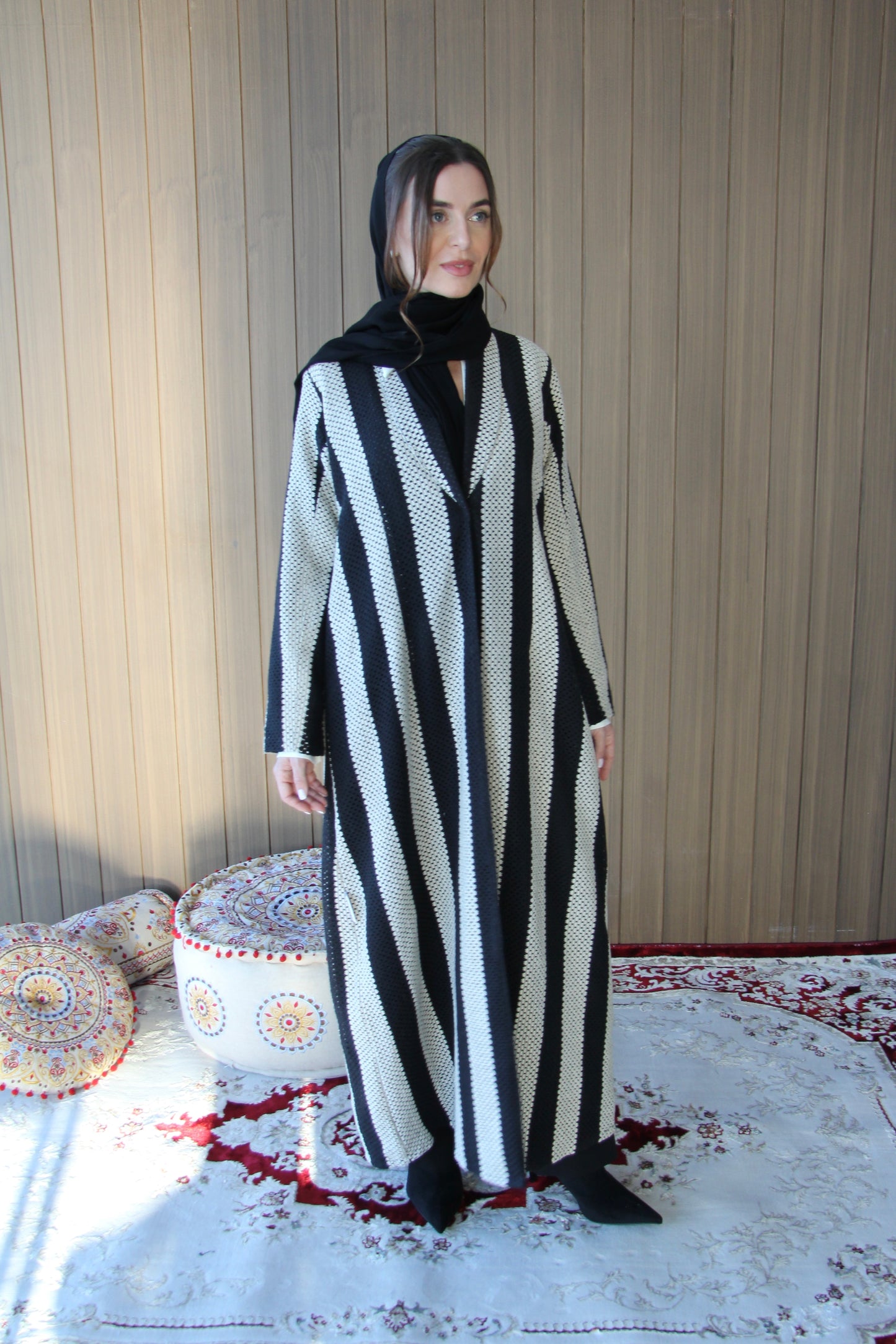 Knitted Stripes Abaya