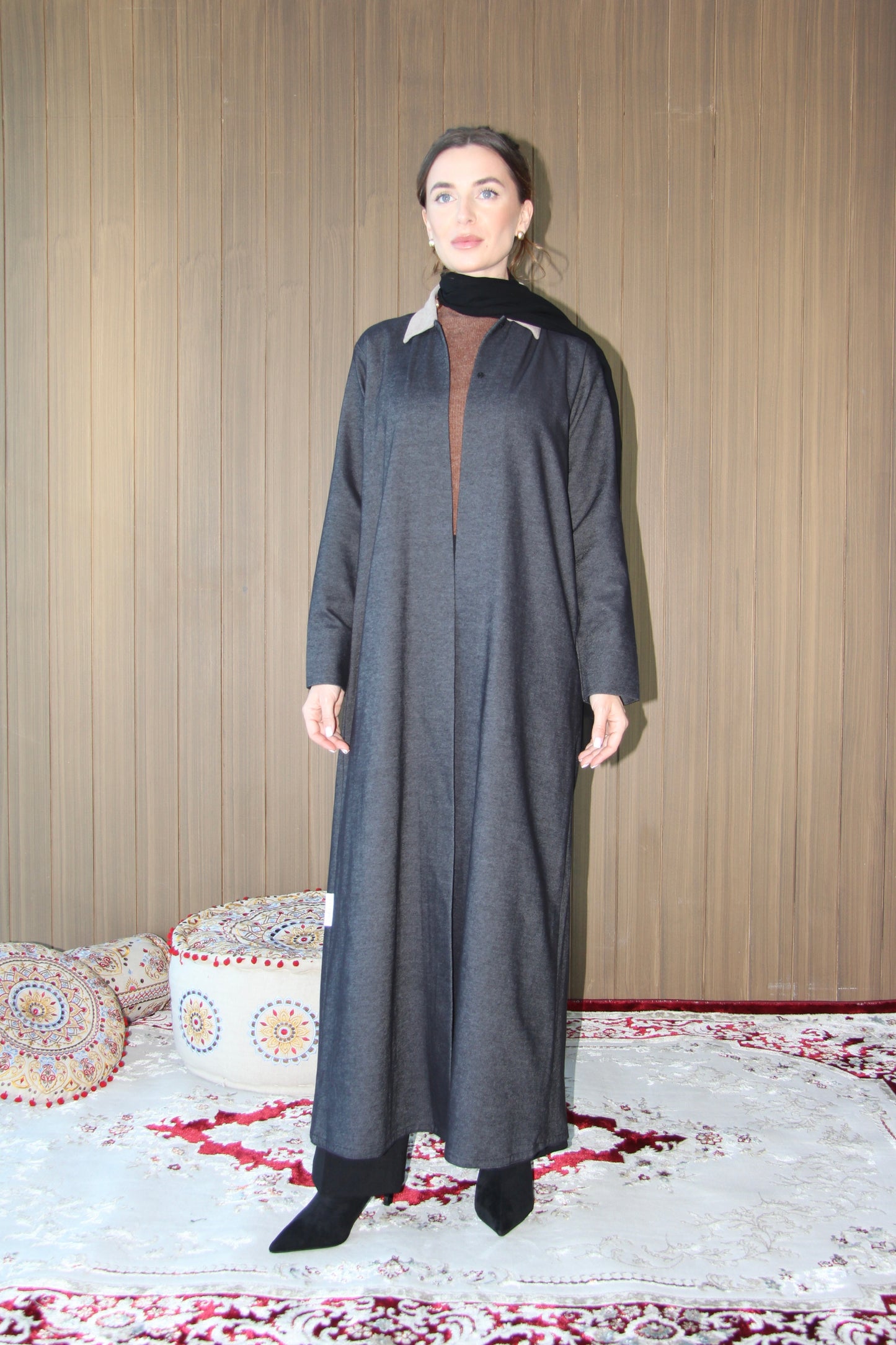Denim & Suede Abaya