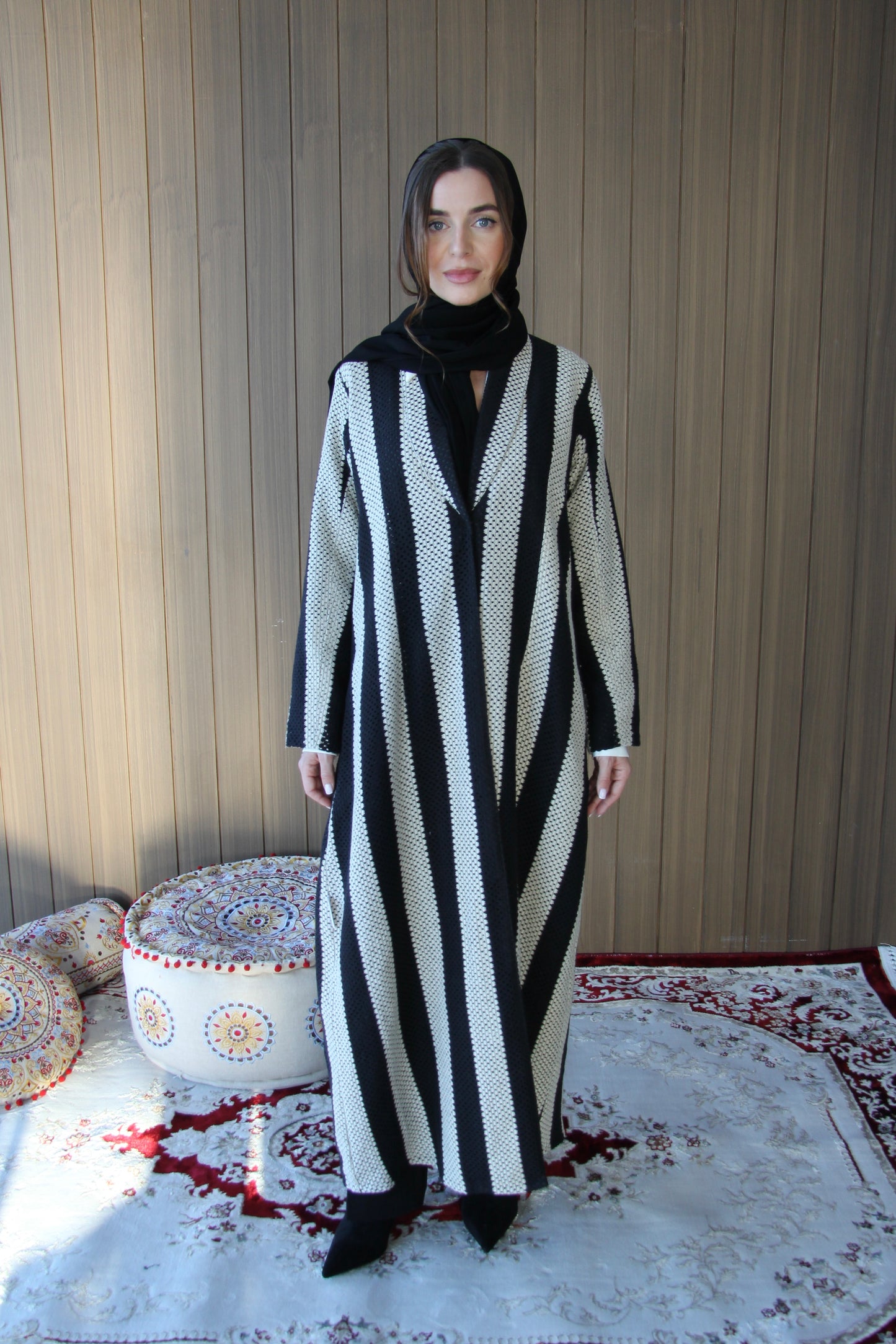 Knitted Stripes Abaya