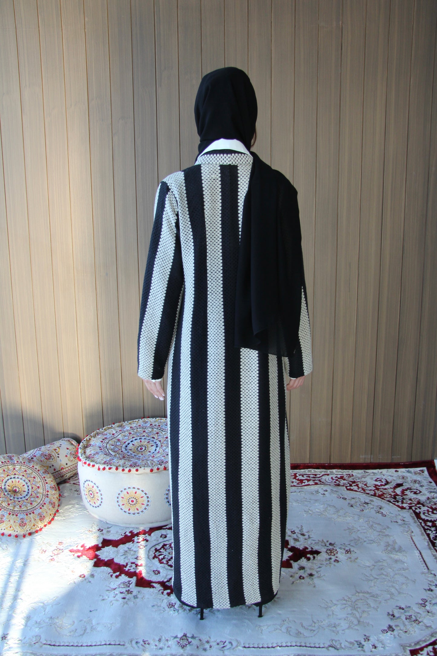Knitted Stripes Abaya