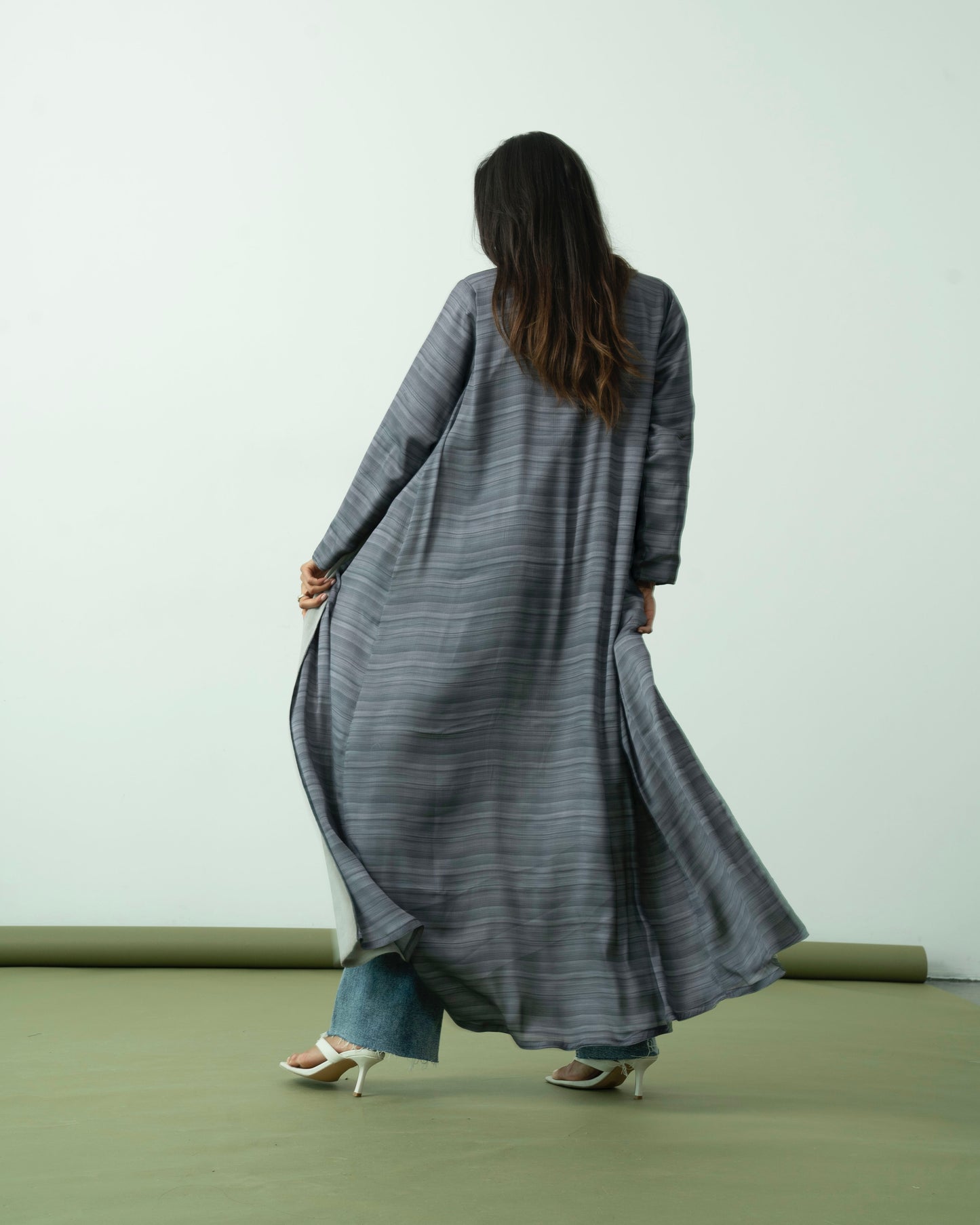 Grey Chiffon Abaya