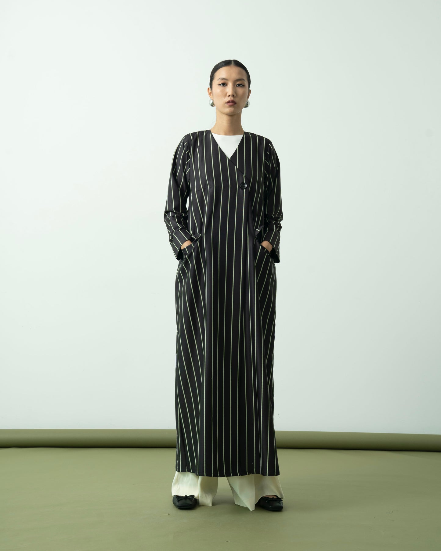 Green Stripes Suited Abaya