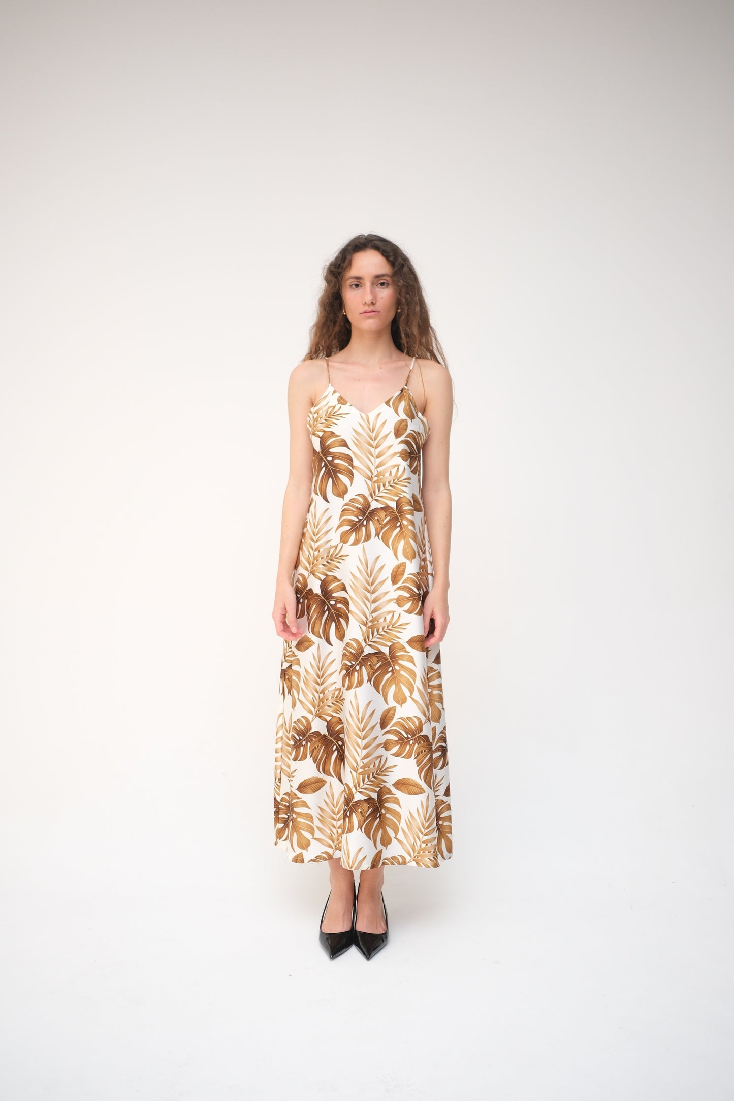 Golden Leaves Silk Dress