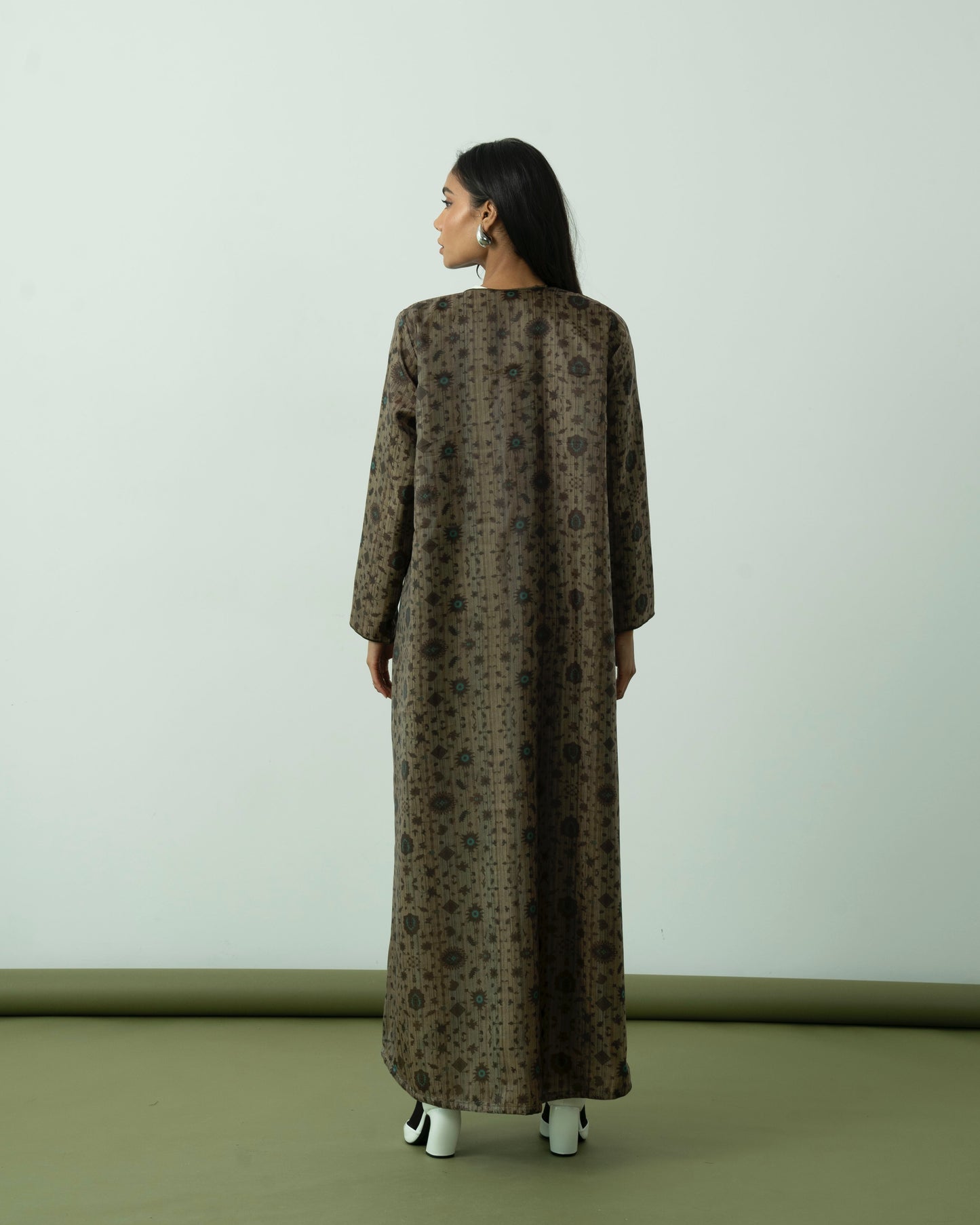 Peanut Brown Satin Abaya