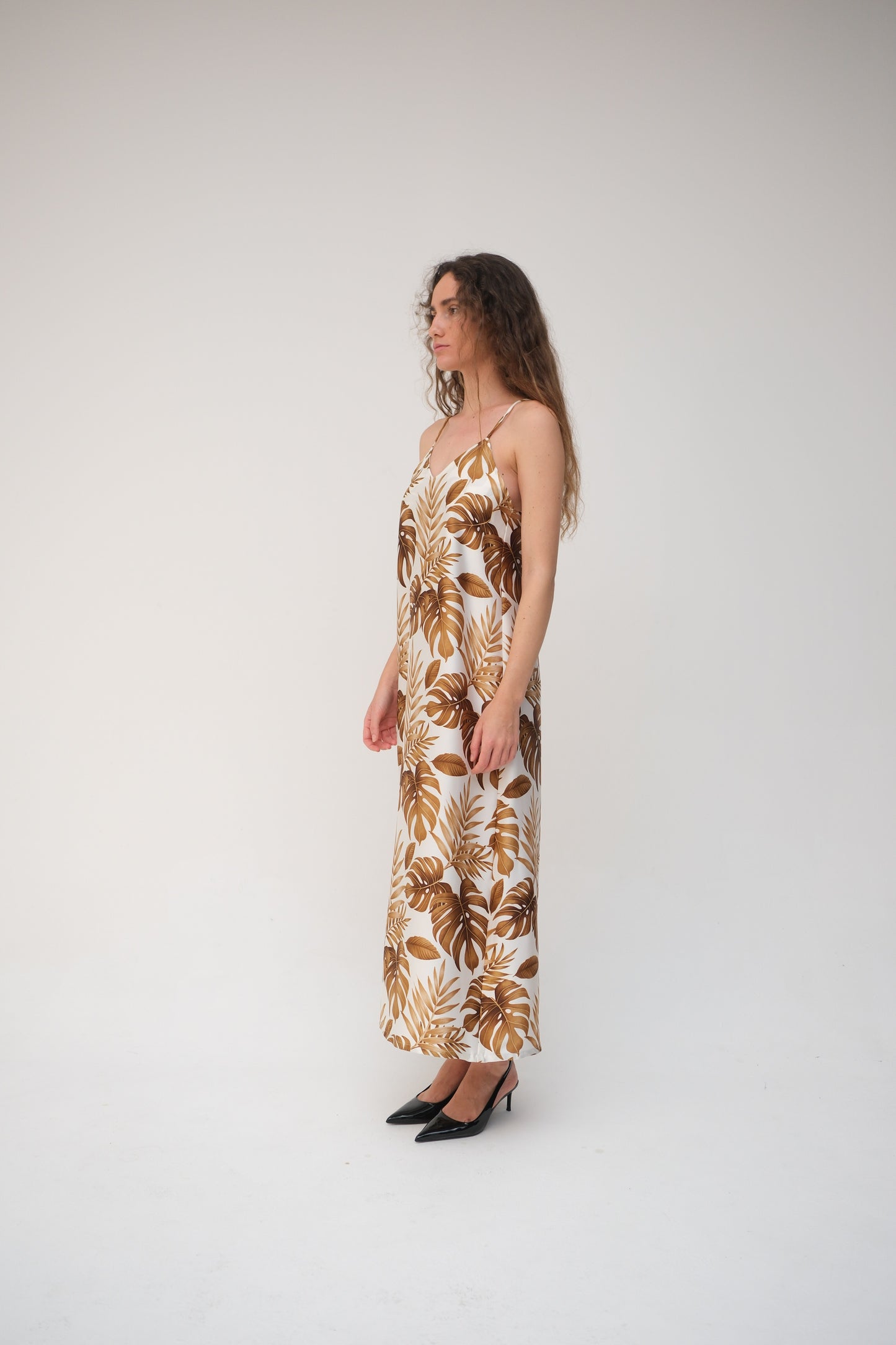 Golden Leaves Silk Dress