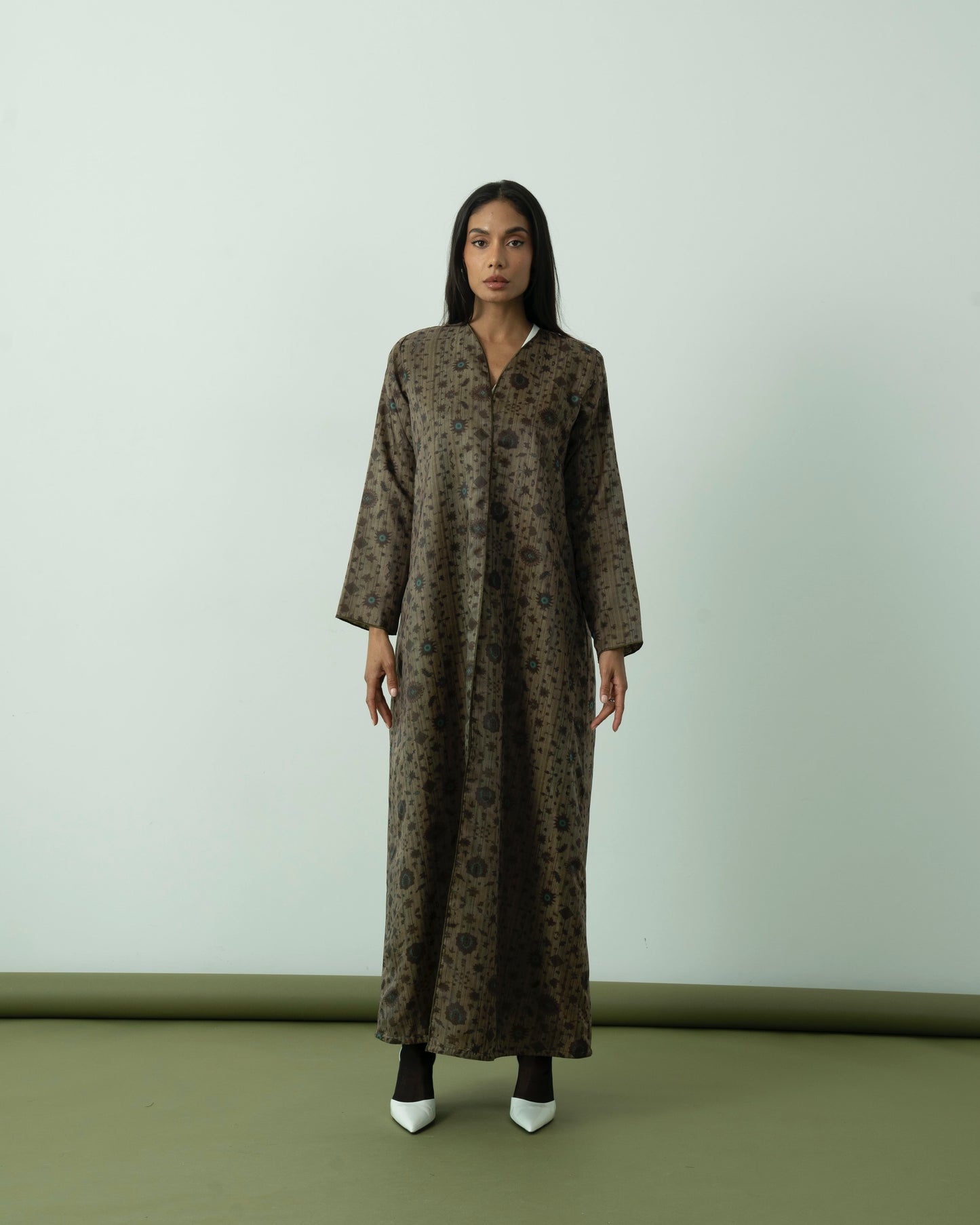 Peanut Brown Satin Abaya